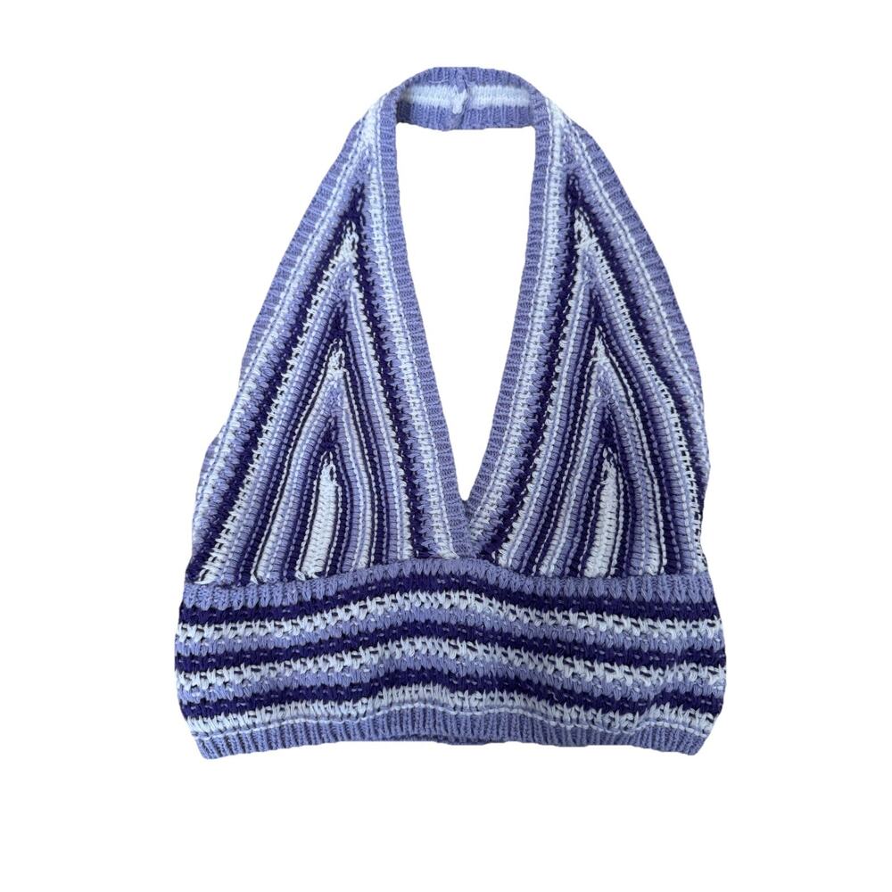 Crocheted halter top cropped Made in Italy size Small